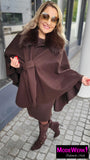 Poncho Oberteil Fellkragen Braun