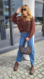 Pullover/Oberteil mit Löcher"Braun "