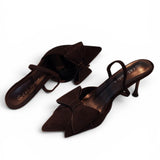 Pantoletten mit Schleife Black