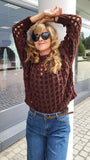 Pullover/Oberteil mit Löcher"Braun "