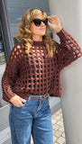 Pullover/Oberteil mit Löcher"Braun "
