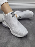Keilsneaker Strass Glitzer Weiß
